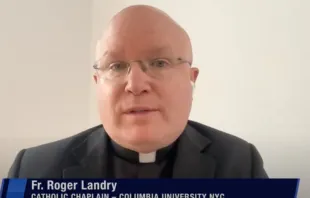 Father Roger Landry, Catholic chaplain at Columbia University, discusses the protests at Columbia University in New York City on EWTN’s “The World Over with Raymond Arroyo” on May 2, 2024. Credit: EWTN News The World Over / Screenshot