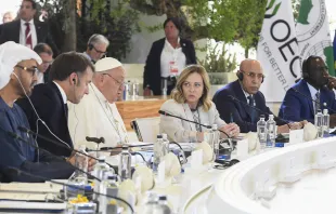 Pope Francis participates in his first G7 Summit on June 14, 2024. In his remarks, the pontiff stressed that human dignity requires that the decisions of artificial intelligence (AI) be under the control of human beings. Credit: Vatican Media