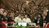 Pope Francis gives a blessing to participants at the conclusion of the Synod on Synodality at the Vatican, Oct. 26, 2024.