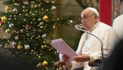 Pope Francis addresses cardinals and senior Vatican officials during his annual Christmas speech to the Roman Curia, Dec. 21, 2024.