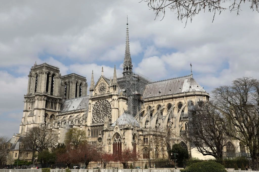 A picture taken on March 27, 2019, shows a scaffold during the restoration of Notre-Dame de Paris Cathedral, in Paris.?w=200&h=150