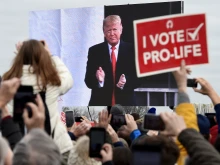 Pro-life demonstrators listen to President Donald Trump as he speaks at the 47th annual March for Life in Washington, D.C., on Jan. 24, 2020. Trump was the first U.S. president to address in person the country’s biggest annual gathering of pro-life campaigners.