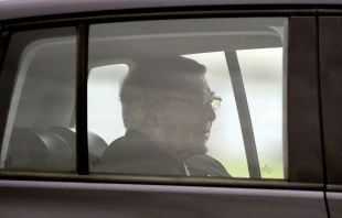 Australian Cardinal George Pell leaves after being released from Barwon Prison near Anakie, some 70 kilometers west of Melbourne, on April 7, 2020. Photo by WILLIAM WEST/AFP via Getty Images