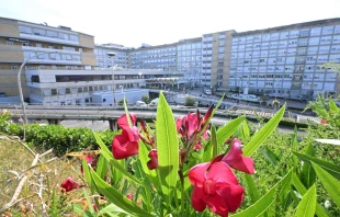 A photograph shows an outside view of the Gemelli hospital in Rome on June 8, 2023, where Pope Francis has been hospitalized following an operation for an abdominal hernia on June 7. Credit: Photo by ALBERTO PIZZOLI/AFP via Getty Images