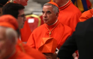 Cardinal Giovanni Angelo Becciu attends the Consistory for the creation of new Cardinals at the St. Peter's Basilica on Aug. 27, 2022, at the Vatican. Photo by Franco Origlia/Getty Images