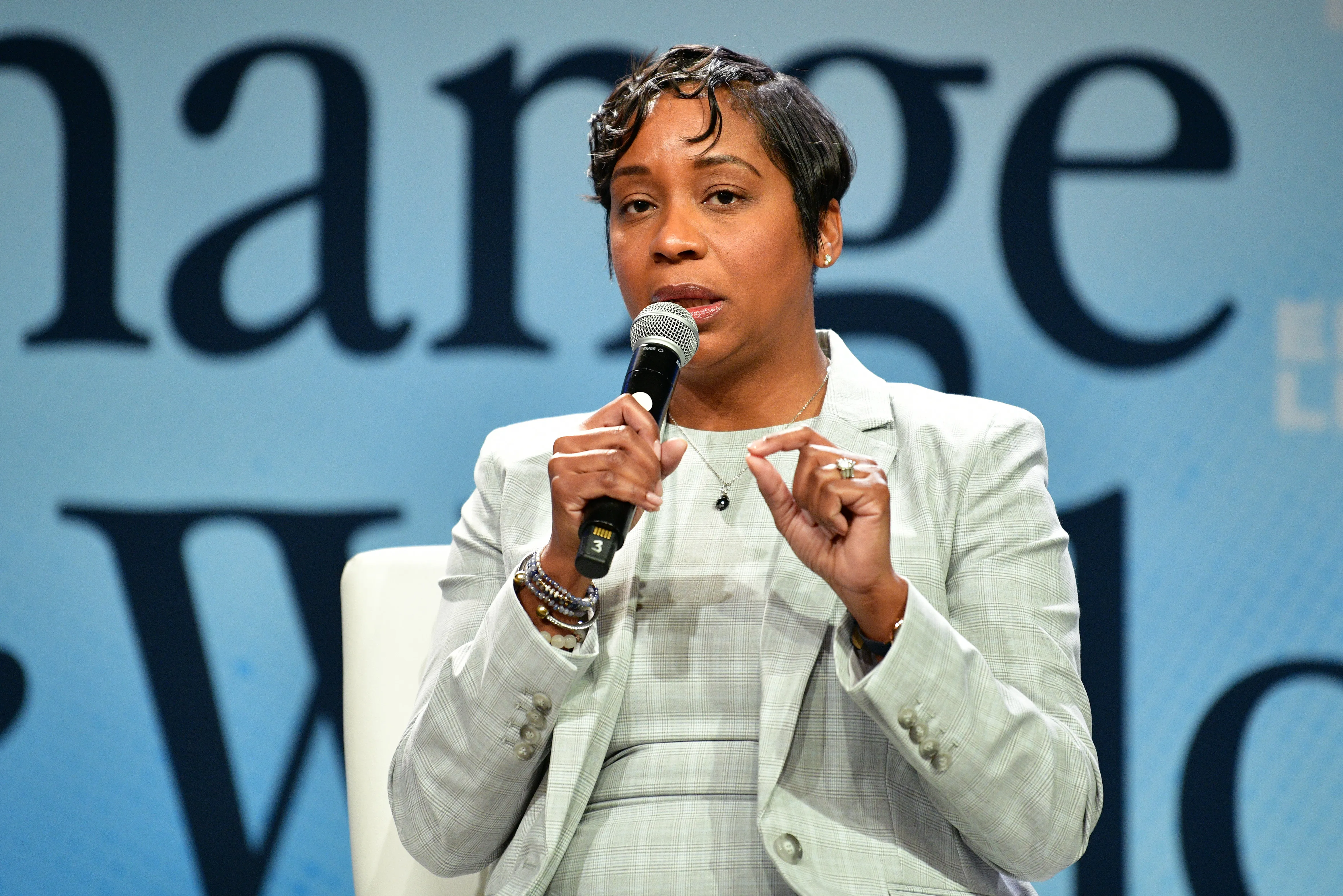 Attorney General of Massachusetts Andrea Joy Campbell speaks onstage during the pro-abortion EMILYs List's 2023 Pre-Oscars Breakfast at on March 7, 2023, in Beverly Hills, California.?w=200&h=150