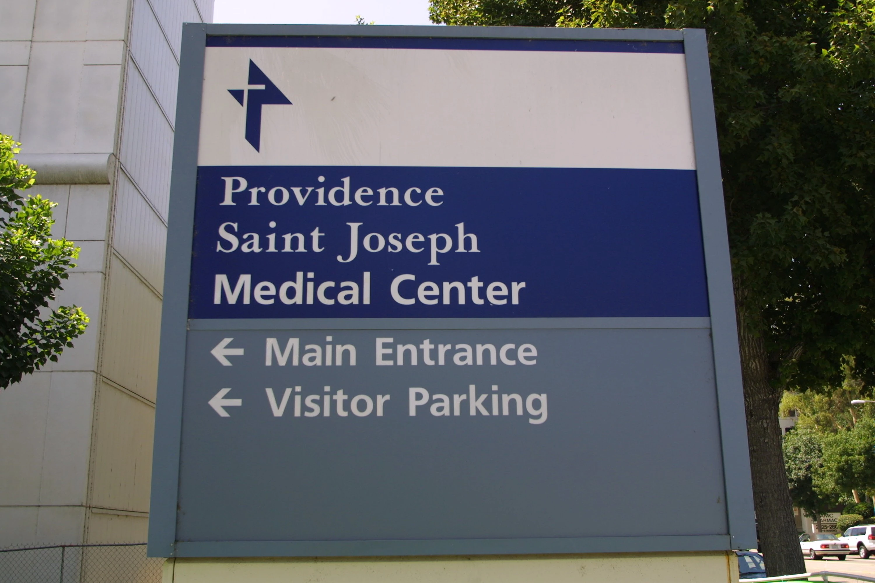 A sign for the Providence St. Joseph Medical Center is on display near the hospital in Burbank, California.?w=200&h=150