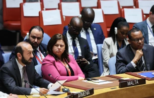 Minister of Foreign Affairs of Armenia Ararat Mirzoyan speaks during a U.N. Security Council emergency meeting on Nagorno-Karabakh at the United Nations headquarters on Sept. 21, 2023, in New York City. The security council held an emergency meeting to discuss the situation between Armenia and Azerbaijan in Nagorno-Karabakh. Credit: Michael M. Santiago/Getty Images