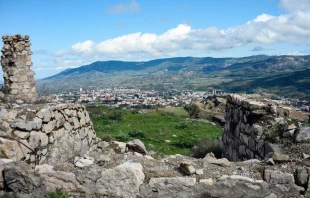 A general view of the city of Stepanakert, known as Khankendi in Azerbaijani, in Azerbaijan's controlled region of Nagorno-Karabakh on Oct. 5, 2023. Credit: STRINGER/AFP via Getty Images