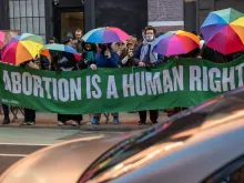 Pro-abortion activists gather in front of pro-life advocates outside of a Planned Parenthood clinic in downtown Manhattan on Feb. 3, 2024, in New York City.