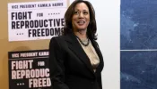 Vice President Kamala Harris arrives to speak during her visit to a Planned Parenthood clinic in St. Paul, Minnesota, on March 14, 2024.