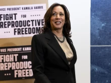 Vice President Kamala Harris arrives to speak during her visit to a Planned Parenthood clinic in St. Paul, Minnesota, on March 14, 2024.