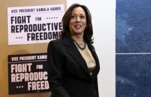 Vice President Kamala Harris arrives to speak during her visit to a Planned Parenthood clinic in St. Paul, Minnesota, on March 14, 2024. Credit: STEPHEN MATUREN/AFP via Getty Images