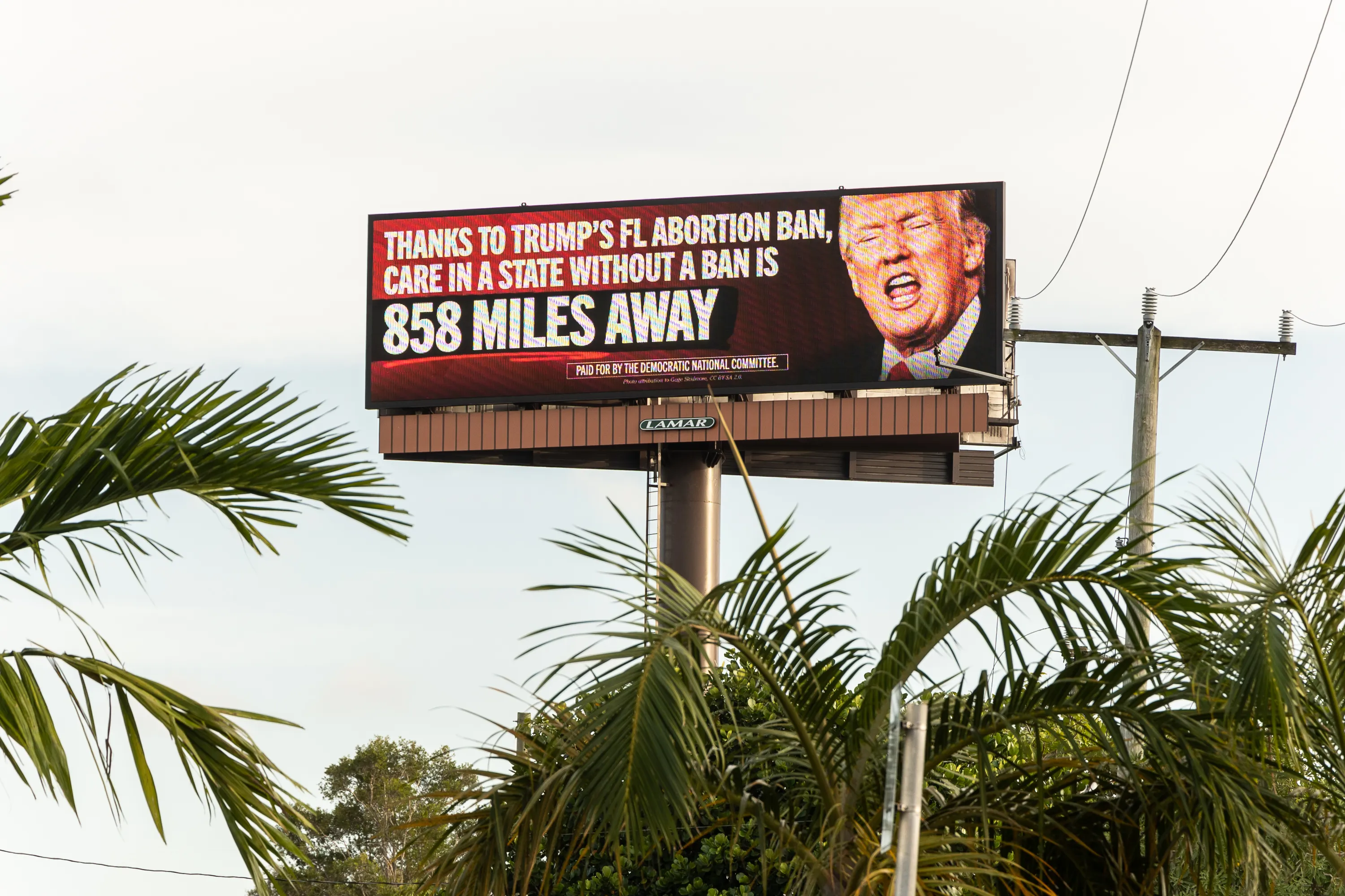 A billboard sponsored by the Democratic National Committee with the message “Trump’s Plan: Ban Abortion, Punish Women” is pictured on May 1, 2024, in Hollywood, Florida.?w=200&h=150