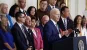 U.S. President Joe Biden delivers remarks at an event marking the 12th anniversary of the Deferred Action for Childhood Arrivals (DACA) program in the East Room at the White House on June 18, 2024, in Washington, D.C.