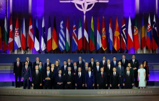 Heads of state pose for a group photo during the NATO 75th anniversary celebratory event at the Andrew Mellon Auditorium on July 9, 2024, in Washington, D.C. Credit: Kevin Dietsch/Getty Images