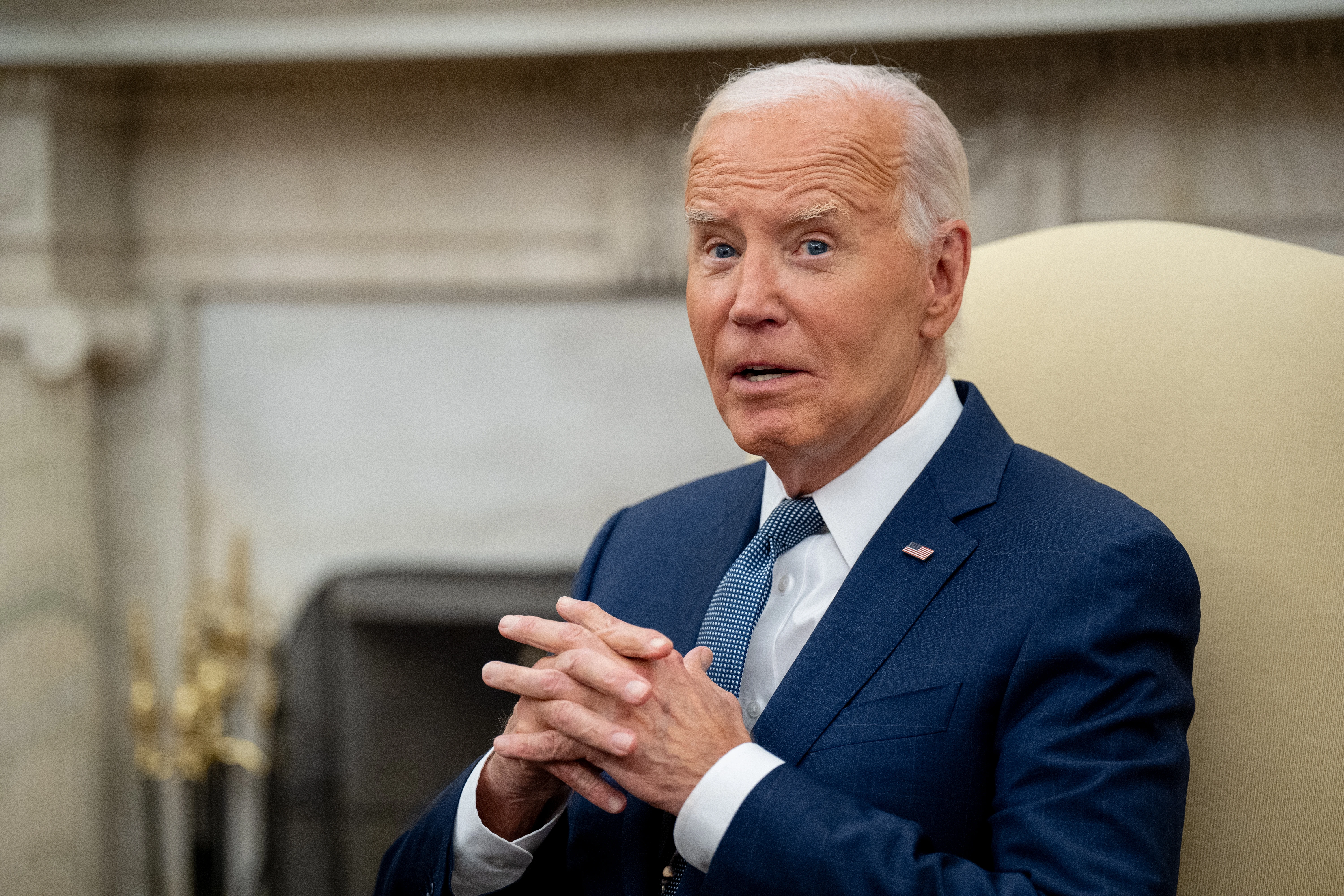 U.S. President Joe Biden speaks during a meeting with Israeli Prime Minister Benjamin Netanyahu in the Oval Office at the White House on July 25, 2024, in Washington, D.C.?w=200&h=150