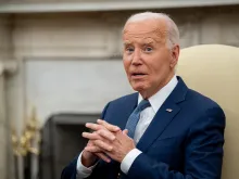 U.S. President Joe Biden speaks during a meeting with Israeli Prime Minister Benjamin Netanyahu in the Oval Office at the White House on July 25, 2024, in Washington, D.C.