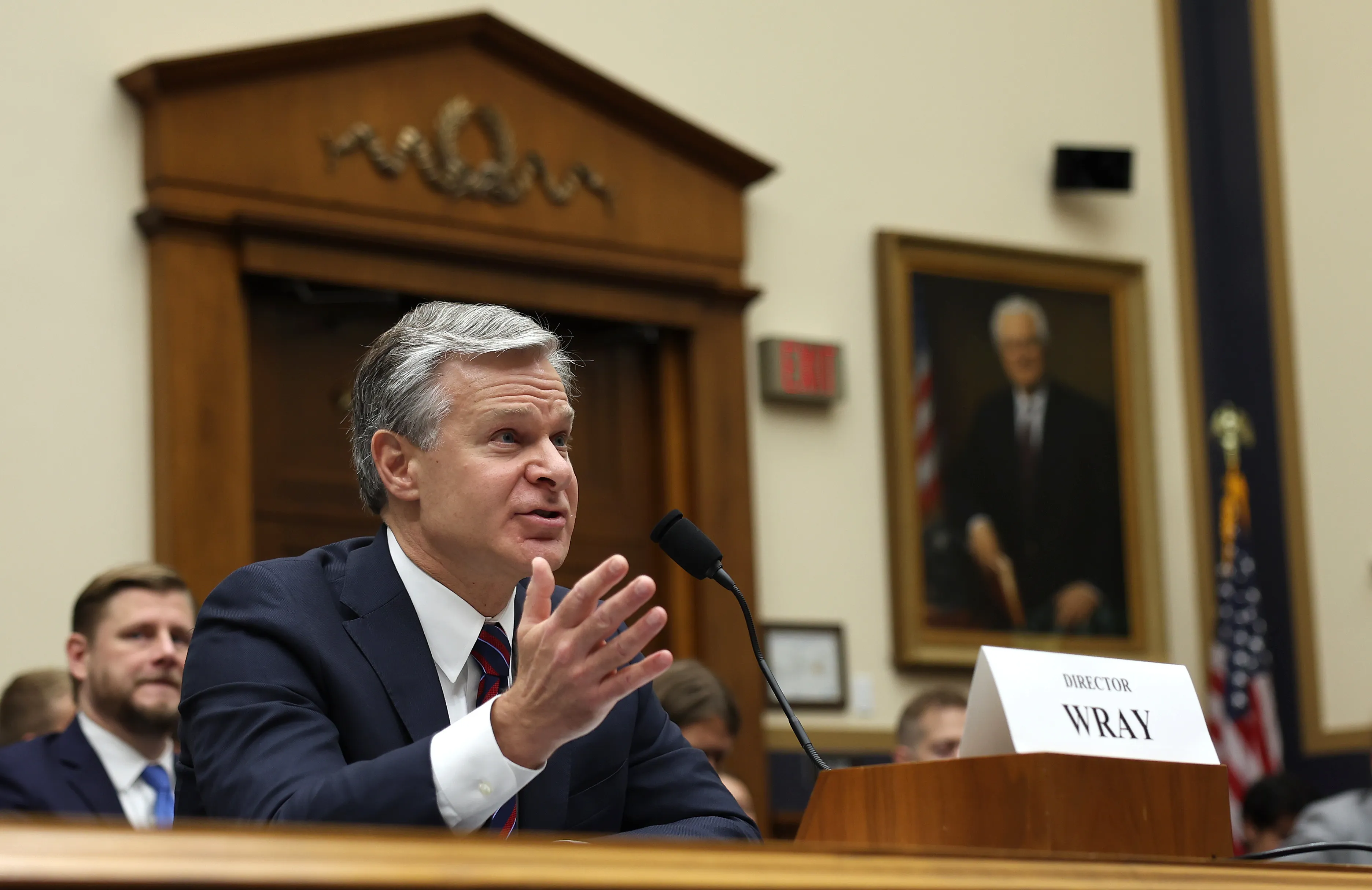 FBI Director Christopher Wray testifies before the House Judiciary Committee in the Rayburn House Office Building on July 24, 2024, in Washington, D.C.?w=200&h=150