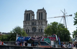 The main facade of Notre Dame de Paris Cathedral in Paris on July 28, 2024. Credit: RICCARDO MILANI/Hans Lucas/AFP/Getty Images