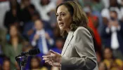 U.S. Vice President Kamala Harris gives remarks alongside U.S. President Joe Biden at Prince George’s Community College on Aug. 15, 2024, in Largo, Maryland.