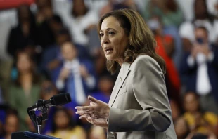 U.S. Vice President Kamala Harris gives remarks alongside U.S. President Joe Biden at Prince George’s Community College on Aug. 15, 2024, in Largo, Maryland. Credit: Anna Moneymaker/Getty Images