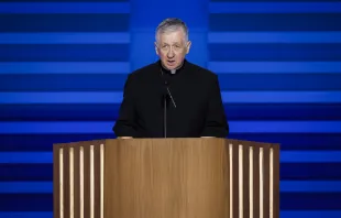 Archbishop of Chicago Cardinal Blase Cupich speaks onstage during the first day of the Democratic National Convention at the United Center in Chicago on Aug. 19, 2024. Credit: Chip Somodevilla/Getty Images