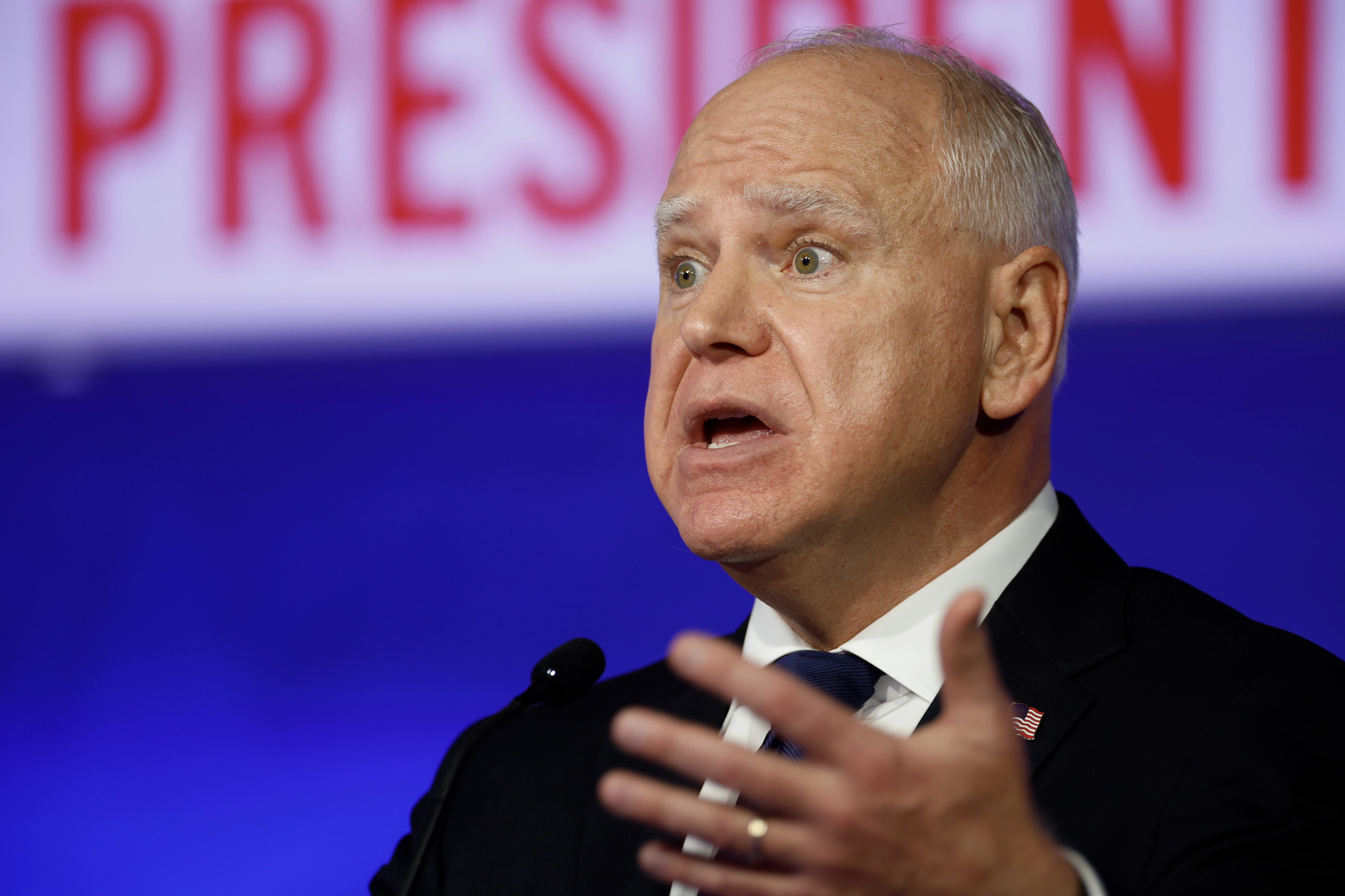 Democratic vice presidential candidate Minnesota Gov. Tim Walz speaks during a debate at the CBS Broadcast Center on Oct. 1, 2024, in New York City.?w=200&h=150