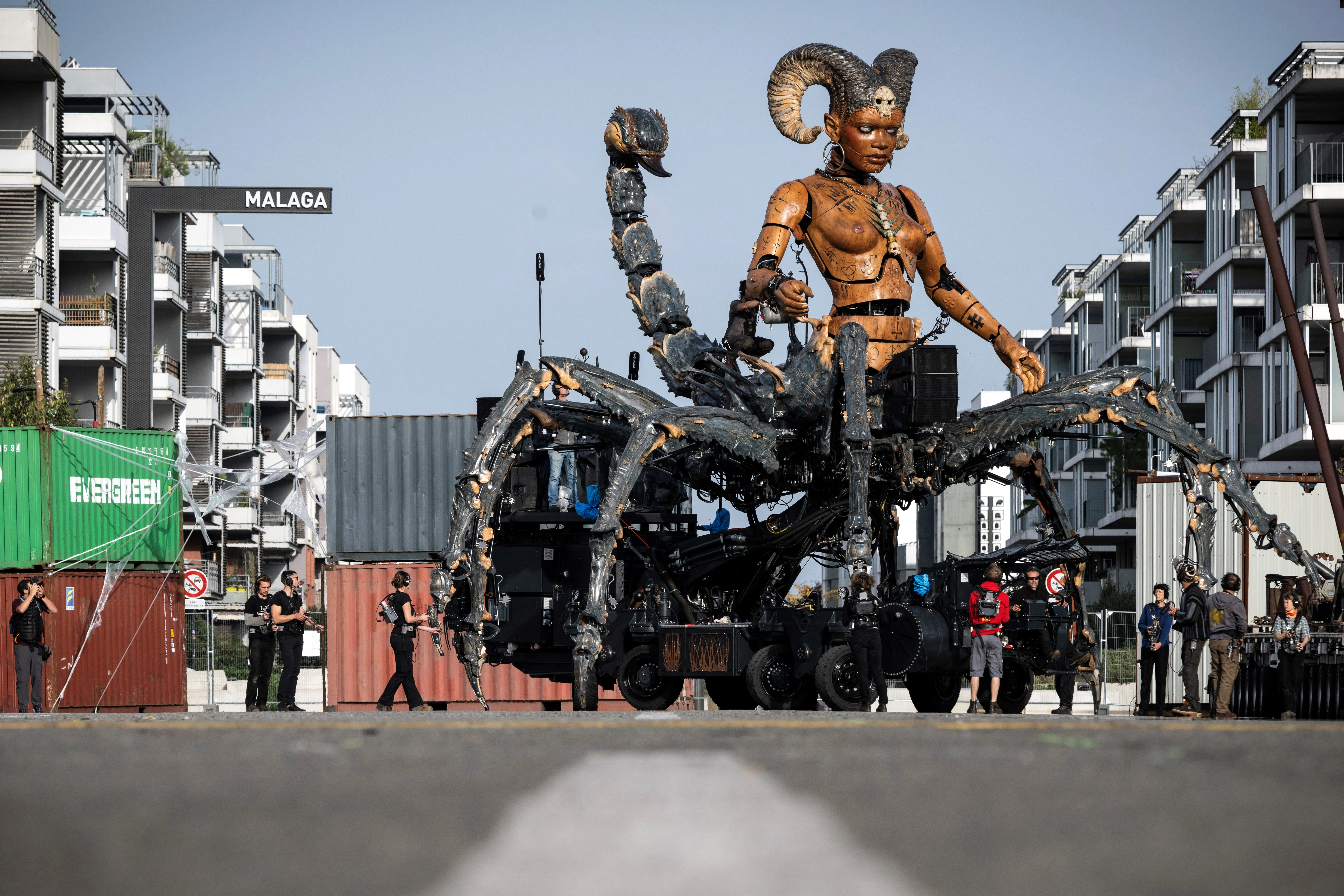 Operators work on Lilith, the “guardian of darkness,” built for the Hellfest metal festival in Toulouse, southwestern France, on Oct. 15, 2024. “Lilith” is one of the characters in the urban opera of the French company La Machine titled “The Guardian of the Temple Opus II: The Portal of Darkness,” which will be presented on Oct. 25–27, 2024, in Toulouse.?w=200&h=150