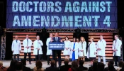 Florida Gov. Ron DeSantis, appearing with medical doctors, holds a press conference to speak in opposition to Amendment 4.