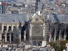 The rose window of Notre-Dame de Paris Cathedral is seen on Oct. 25, 2024, in Paris a few weeks before its reopening to the public scheduled for Dec. 8, 2024.