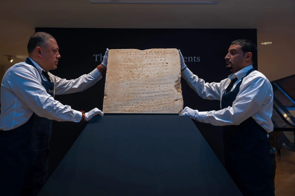 Ten Commandments tablet surpasses estimates at Sotheby’s despite authenticity questions