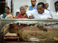 Indian Christians pay their respects to the remains of St. Francis Xavier during the 17th exposition of the saint's body at the Se Cathedral in Goa on Nov. 22, 2014.