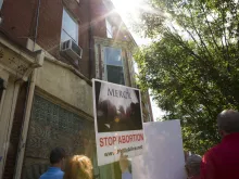 The Pro-Life Coalition of Pennsylvania holds a "Mercy Witness for Life" rally on July 23, 2016, outside of the former site of Dr. Kermit Gosnell's closed abortion clinic in Philadelphia. Gosnell was convicted of the first-degree murder of three infants, the involuntary manslaughter of his patient Karnamaya Mongar, and other felony counts.