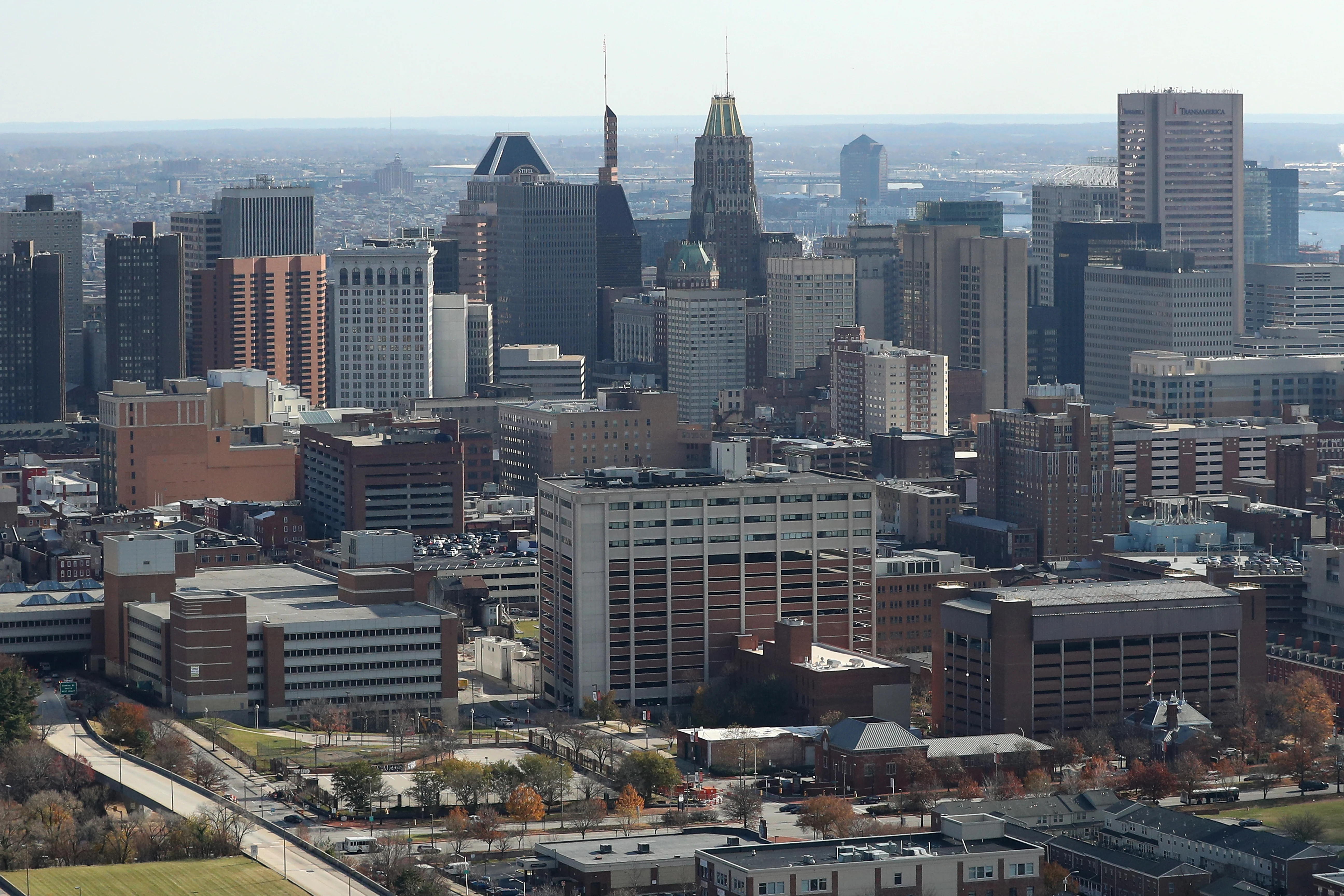 An aerial view of Baltimore skyline on Dec. 1, 2016.?w=200&h=150