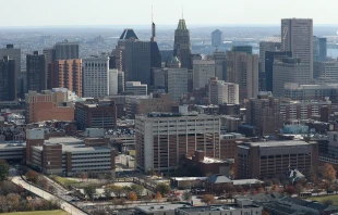 An aerial view of Baltimore skyline on Dec. 1, 2016. Credit: Patrick Smith/Getty Images