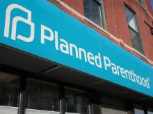 A sign hangs above a Planned Parenthood clinic on May 18, 2018, in Chicago.