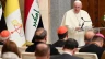 Pope Francis meets political authorities, civil leaders, and diplomats in the Republican Palace in Baghdad on March 5, 2021.