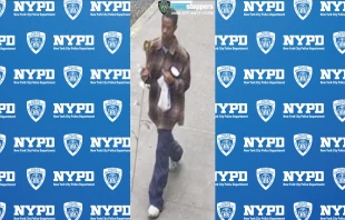 Police are searching for a thief who entered the Church of St. Francis of Assisi on West 31st Street in Manhattan on Nov. 20, 2024, and stole a gold rose that memorializes a priest who perished in the Sept. 11, 2001, terrorist attacks. Credit: Courtesy of NYPD