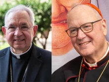 Archbishop José Gómez of the Archdiocese of Los Angeles (left) and Cardinal Timothy Dolan of the Archdiocese of New York announced a friendly wager on the 2024 World Series.