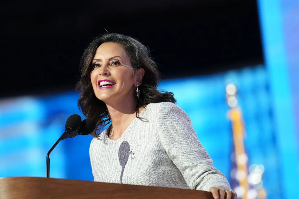 Michigan Gov. Gretchen Whitmer speaks on stage during the final day of the Democratic National Convention at the United Center on Aug. 22, 2024, in Chicago.?w=200&h=150