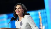 Michigan Gov. Gretchen Whitmer speaks on stage during the final day of the Democratic National Convention at the United Center on Aug. 22, 2024, in Chicago.