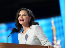 Michigan Gov. Gretchen Whitmer speaks on stage during the final day of the Democratic National Convention at the United Center on Aug. 22, 2024, in Chicago.