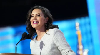 Michigan Gov. Gretchen Whitmer speaks on stage during the final day of the Democratic National Convention at the United Center on Aug. 22, 2024, in Chicago.