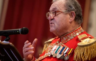 Fra’ Matthew Festing, the Order of Malta’s 79th Grand Master, addresses the diplomatic corps in January 2015. British Association of the Order of Malta.