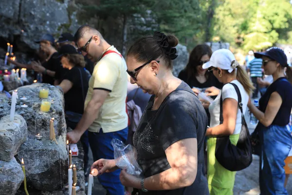 Thousands of pilgrims participated in a Eucharistic procession and the holy liturgy at St. Charbel Hermitage and the monastery of St. Maroun Annaya on July 22, 2024. Credit: Marwan Semaan/ACI MENA