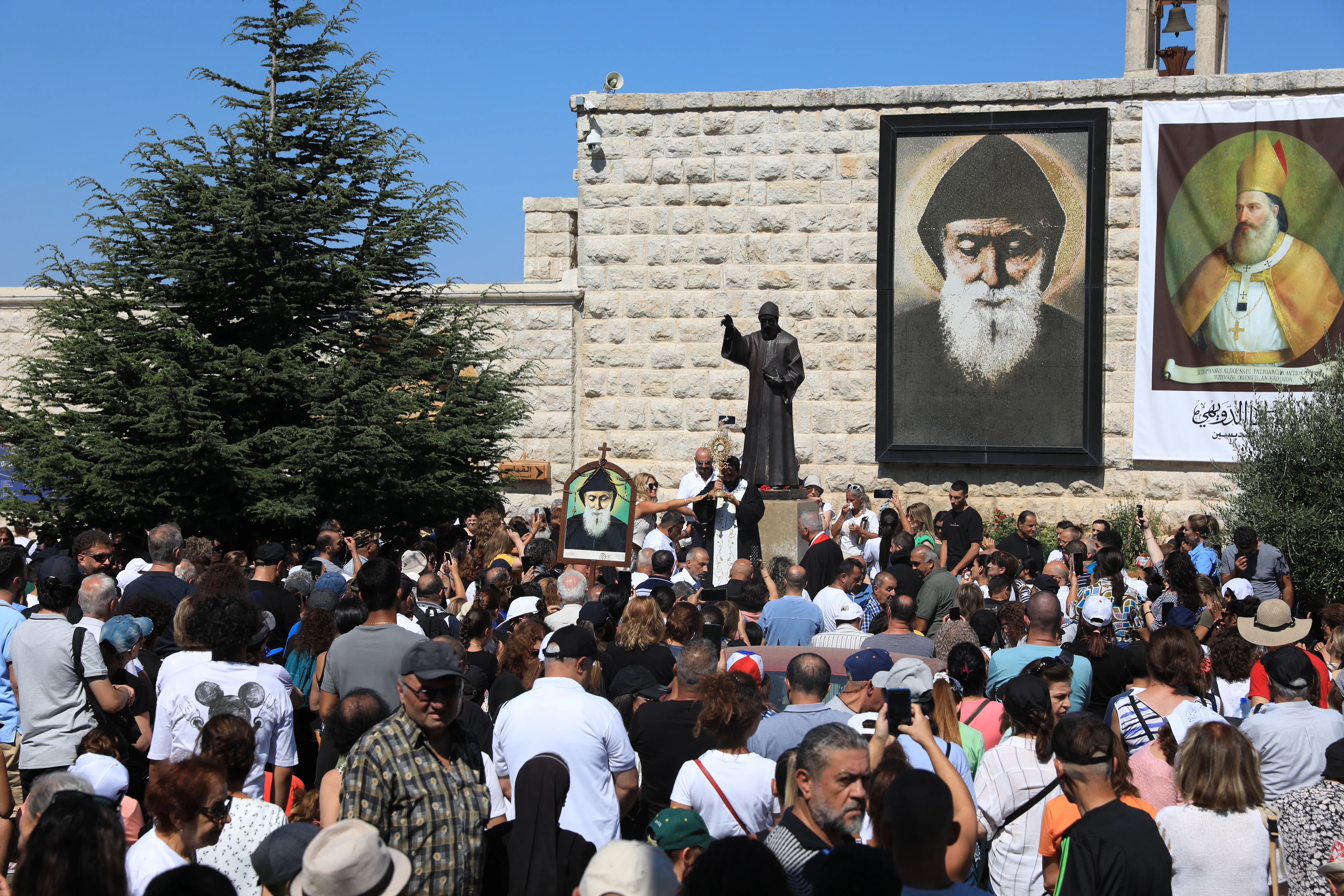 Thousands turned out for a Eucharistic procession followed by the holy liturgy at the St. Charbel Hermitage and the monastery of St. Maroun Annaya on July 22, 2024.?w=200&h=150