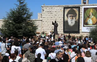 Thousands turned out for a Eucharistic procession followed by the holy liturgy at the St. Charbel Hermitage and the monastery of St. Maroun Annaya on July 22, 2024. Credit: Marwan Semaan/ACI MENA