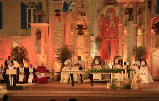 An estimated 7,000 people gathered to celebrate the beatification of Patriarch Estephan Douaihy on Aug. 2, 2024, in Bkerké, Lebanon. Credit: Marwan Semaan/ACI MENA