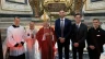 Former NBA All-Star Gordon Hayward (center) at the tomb of St. Sebastian at Rome’s Cathedral of St. Sebastian after entering the Catholic Church this year. He received the sacraments of initiation from Archbishop Timothy Broglio, USCCB president and archbishop of the Archdiocese for the Military Services, USA.